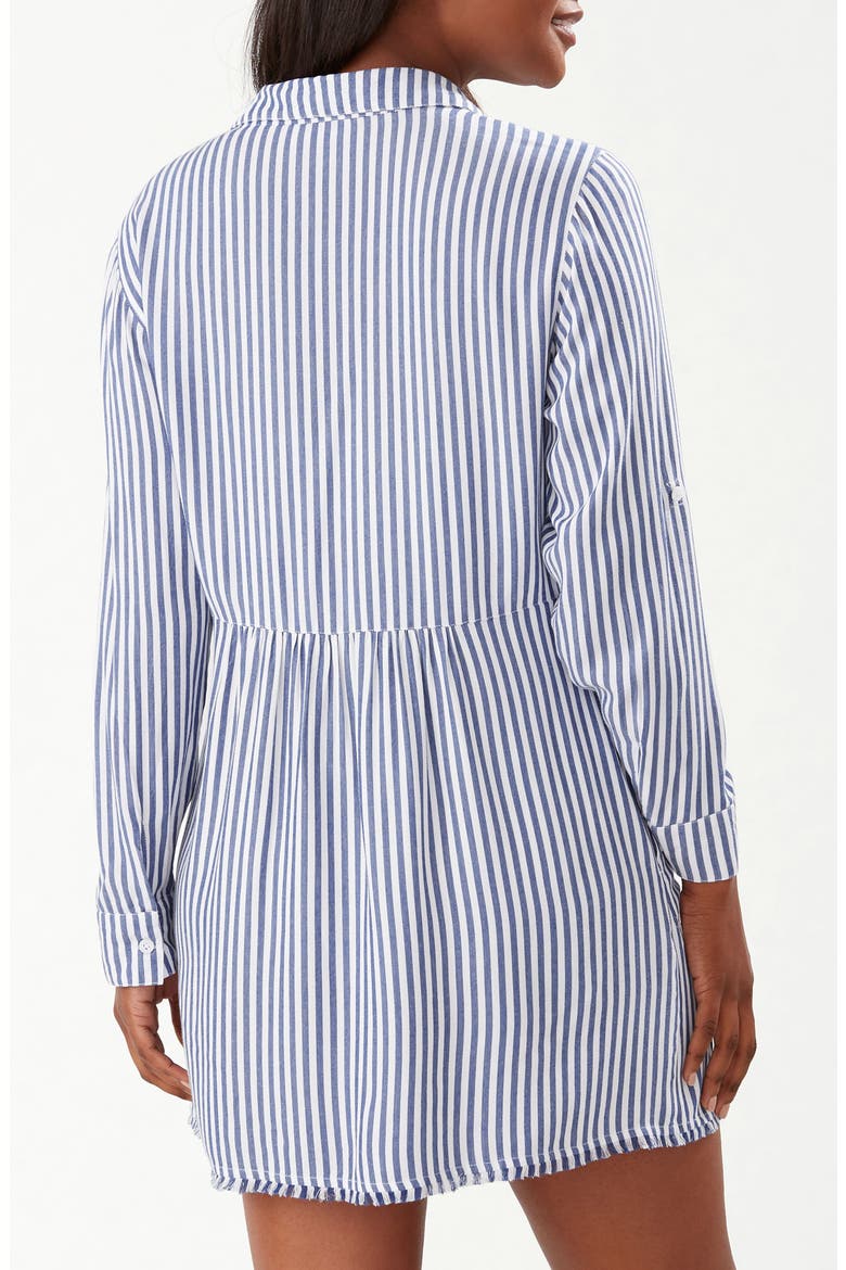 Chambray Stripe Long Sleeve Cover-Up Boyfriend Shirt, Alternate, color, CHAMBRAY STRIPE