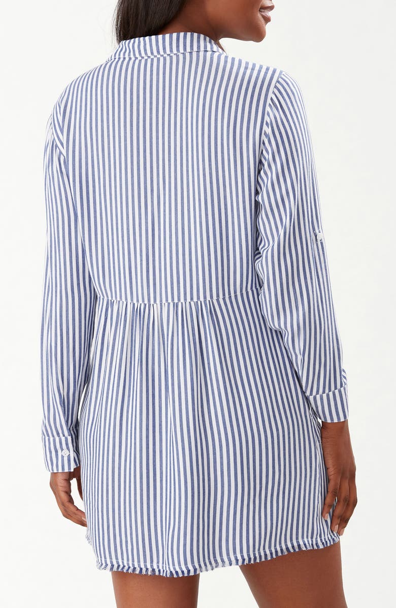 Tommy Bahama Chambray Stripe Long Sleeve Cover-Up Boyfriend Shirt, Alternate, color,