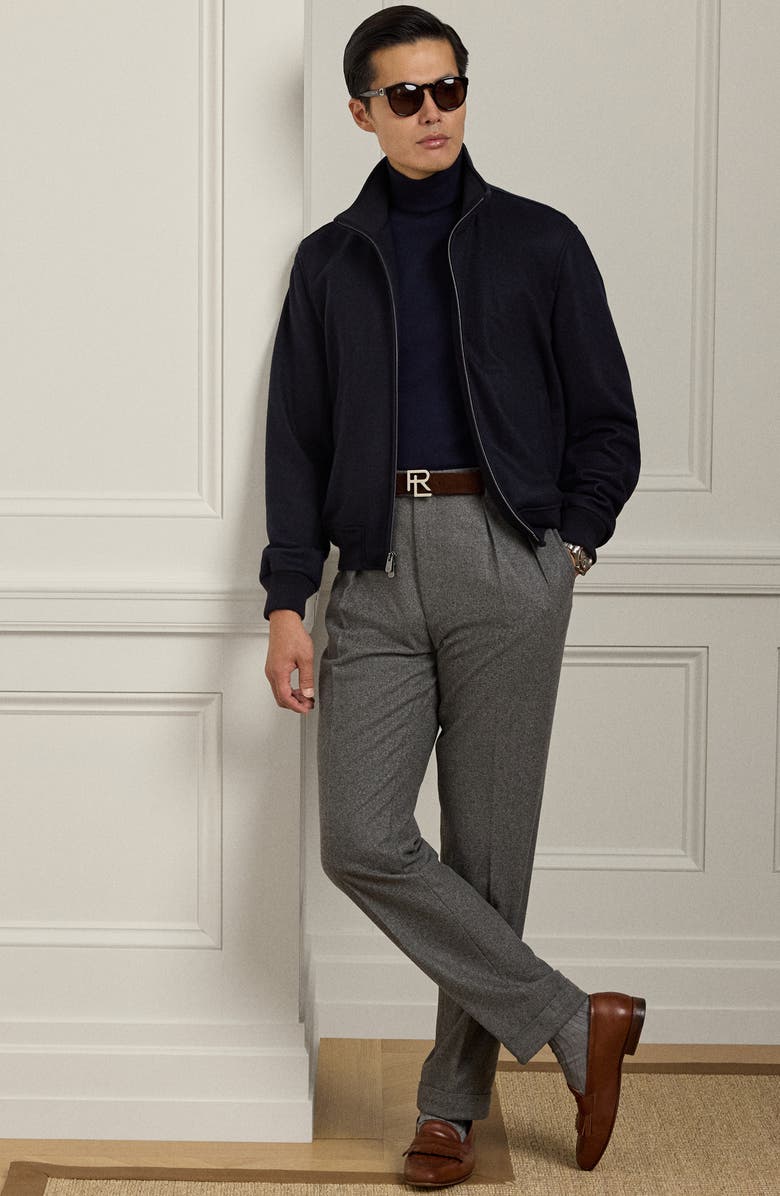 Ralph Lauren Purple Label Cashmere Blend Felt Bomber Jacket, Alternate, color, Classic Chairman Navy