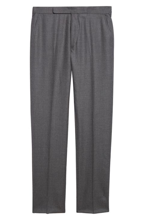 Flat Front Worsted Wool Flannel Dress Pants