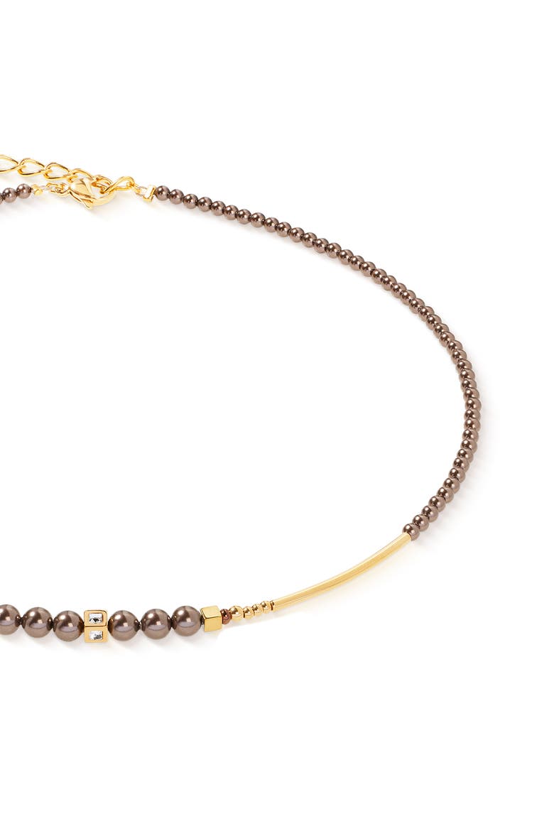 Shimmering Princess Pearls Gold Necklace, Alternate, color, Brown