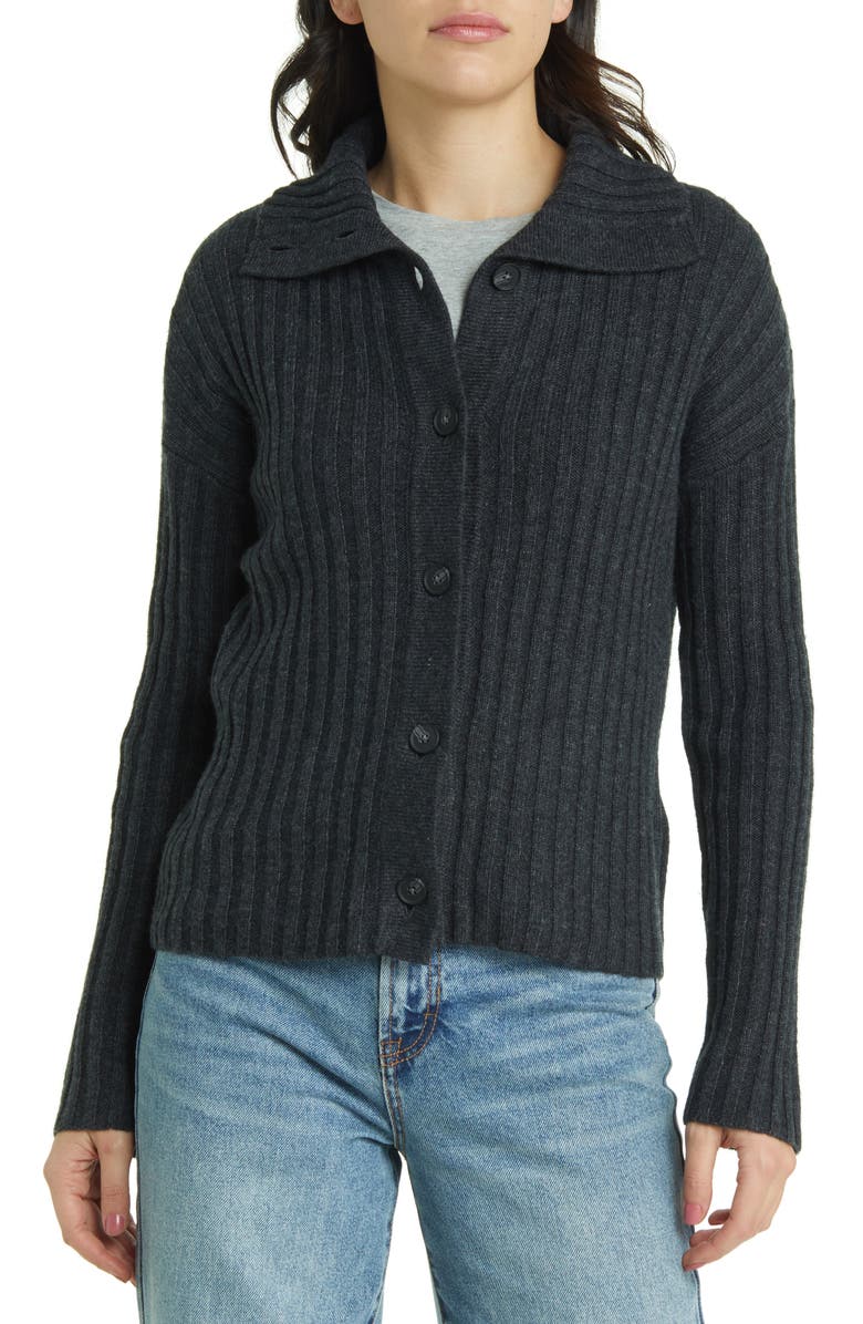 Madewell Wool Blend Oversize Collar Cardigan, Alternate, color, 