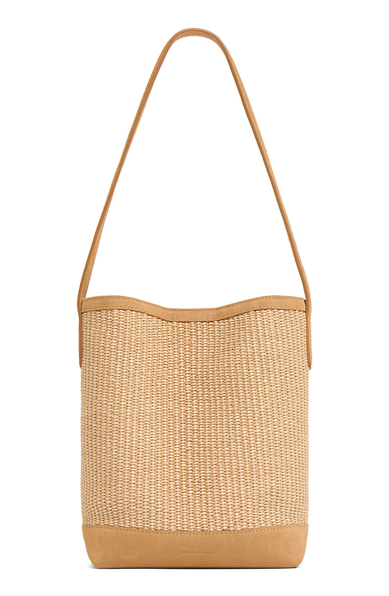 Mansur Gavriel Small Everyday Cabas Woven Raffia & Suede Bucket Tote, Main, color, Natural