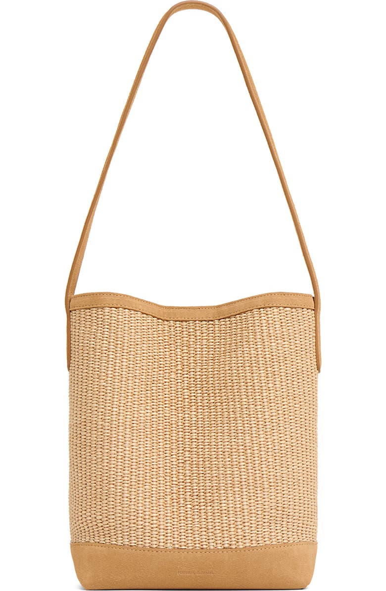 Mansur Gavriel Small Everyday Cabas Woven Raffia & Suede Bucket Tote, Main, color, Natural
