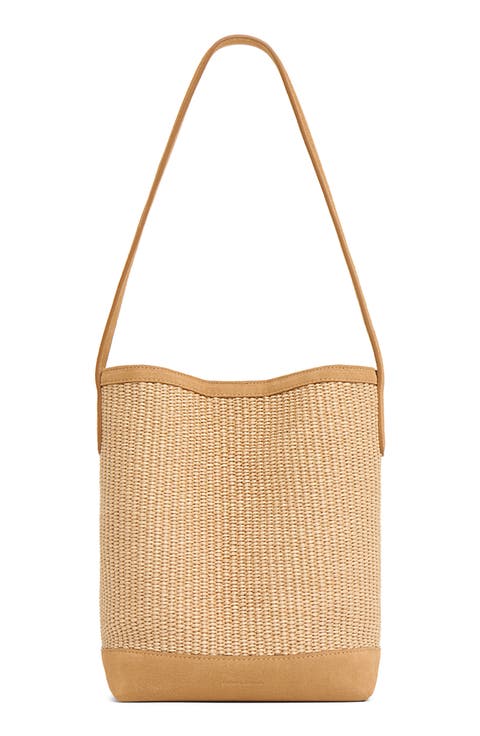 Small Everyday Cabas Woven Raffia & Suede Bucket Tote