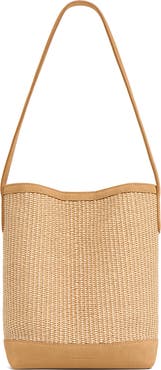 Mansur Gavriel Small Everyday Cabas Woven Raffia & Suede Bucket Tote