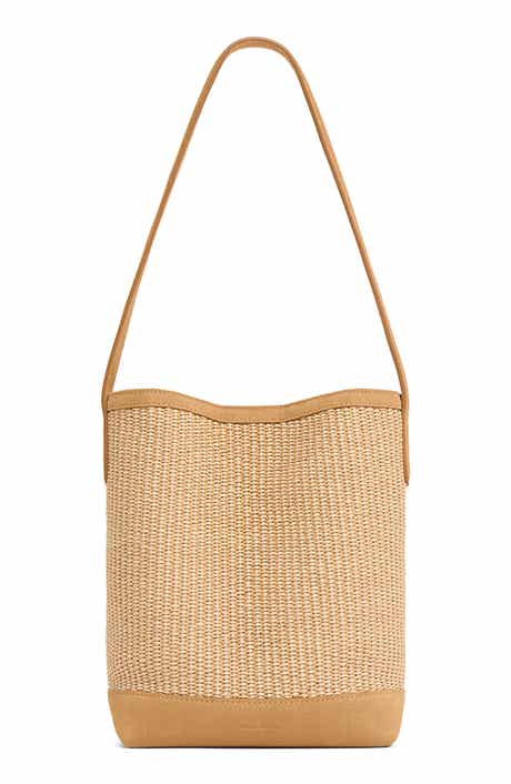 Small Everyday Cabas Woven Raffia & Suede Bucket Tote
