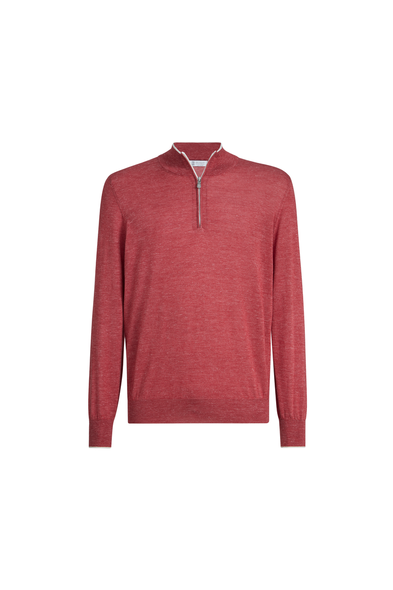 Sweater with half zipper, Alternate, color, Strawberry