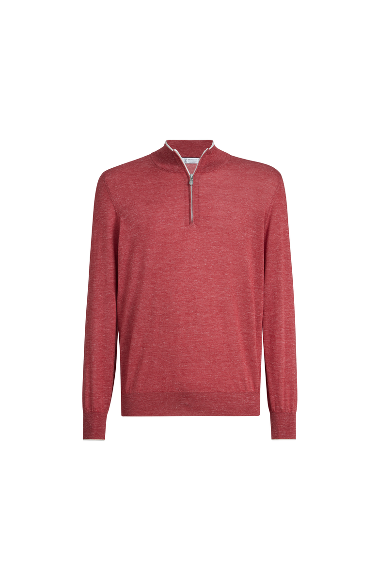 Brunello Cucinelli Sweater with half zipper, Alternate, color, Strawberry