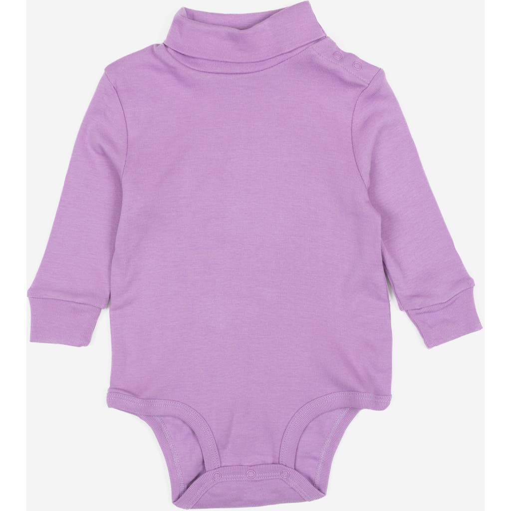 Leveret Kids' Baby Turtleneck Bodysuit, Cotton Long Sleeve In Purple