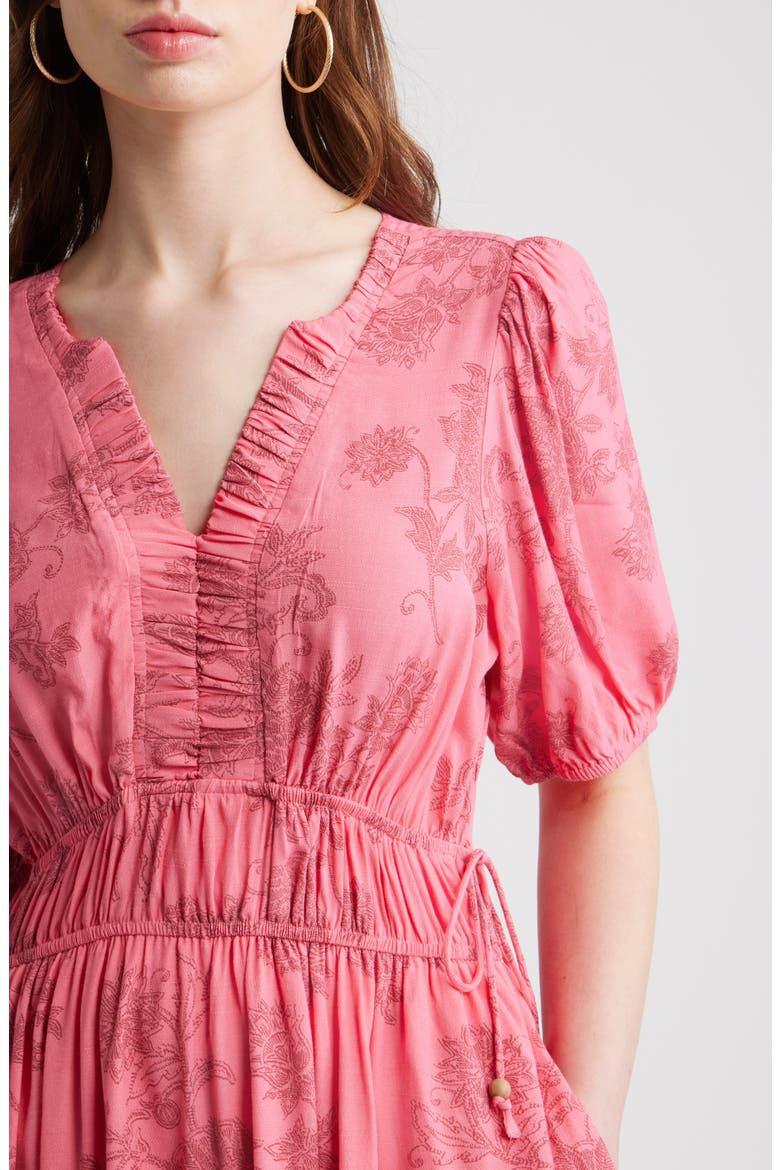Print Puff Sleeve Minidress, Alternate, color, PINK LACE BLOOM