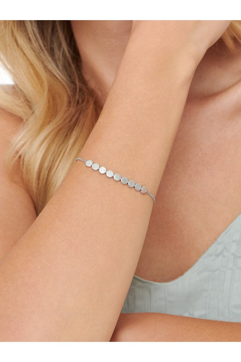 Round Link Chain Bracelet in Rhodium Plated Sterling Silver, Alternate, color, Silver