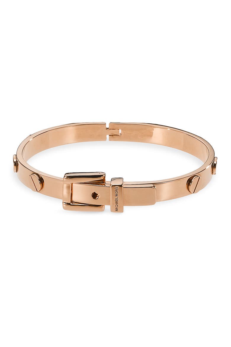 Michael Kors Buckle Bangle, Main, color, ROSE GOLD