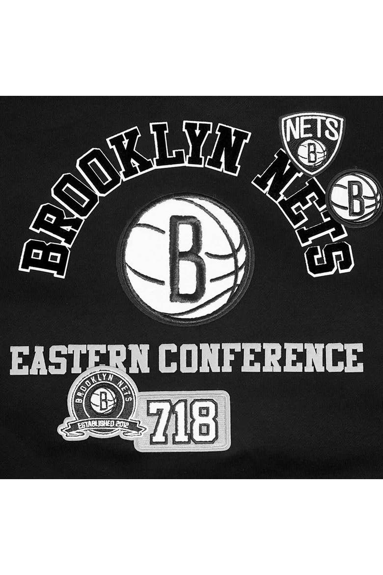 Women's Pro Standard Black Brooklyn Nets Area Code Cropped Pullover Sweatshirt, Alternate, color, Black