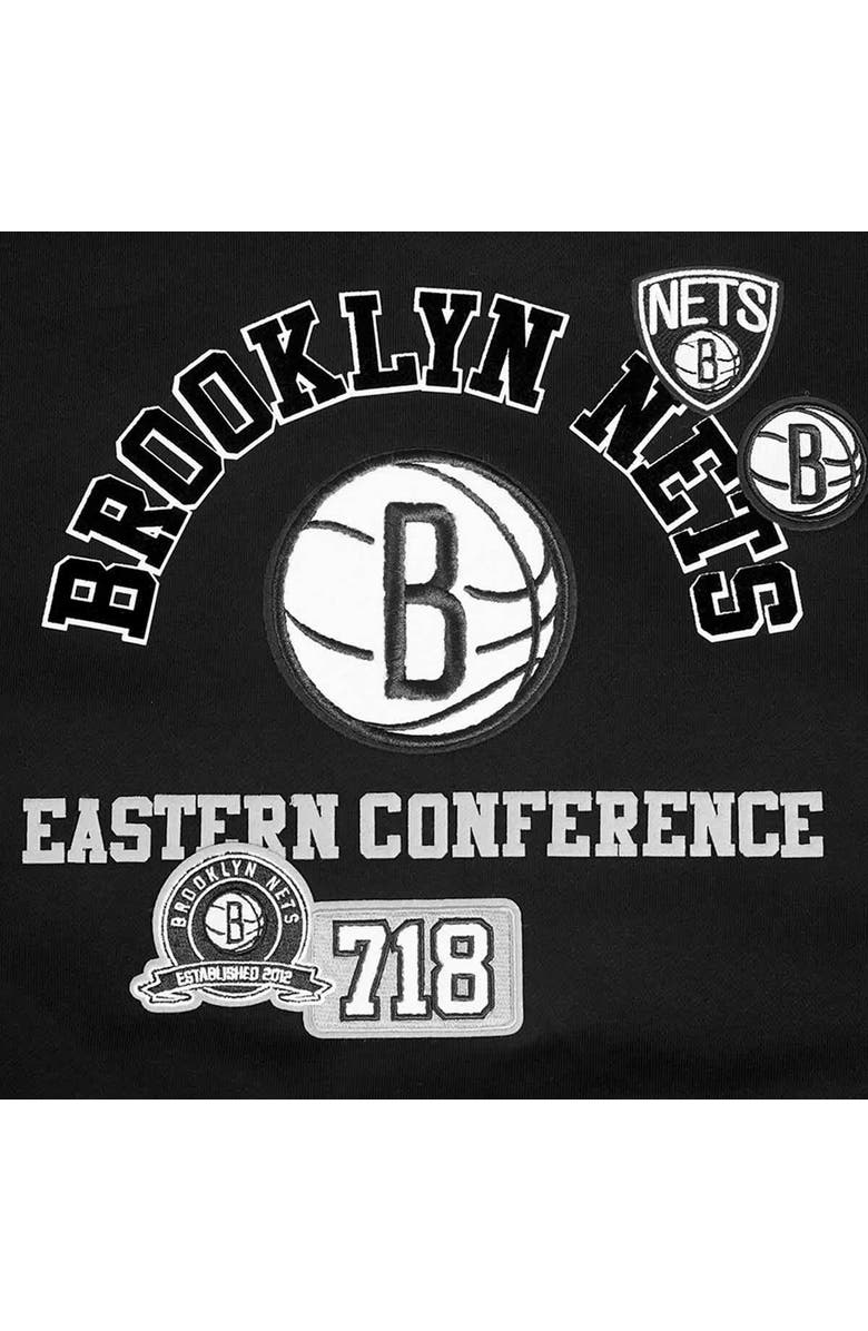 PRO STANDARD Women's Pro Standard Black Brooklyn Nets Area Code Cropped Pullover Sweatshirt, Alternate, color, Black