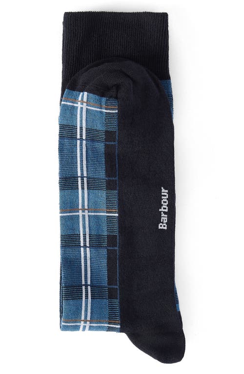 Barbour Blyth Plaid Cotton Blend Dress Socks In Blue