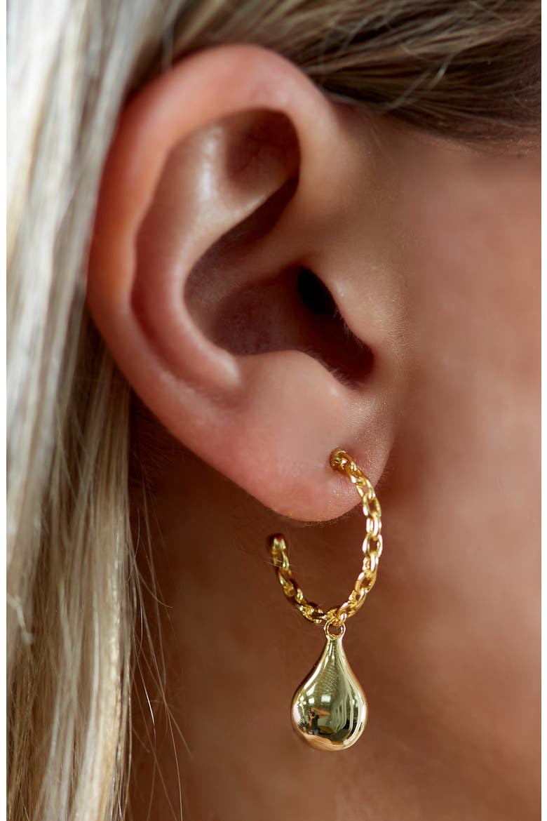 Chain Link Teardrop Hoop Earrings, Alternate, color, GOLD