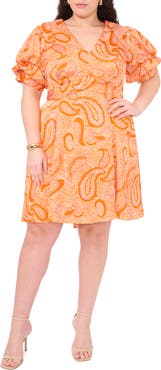 1.STATE Puff Sleeve Fit & Flare Dress