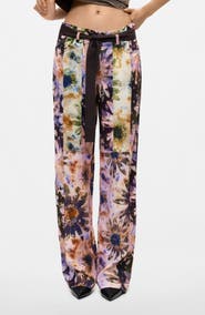 Desigual Floral High Waist Wide Leg Trousers