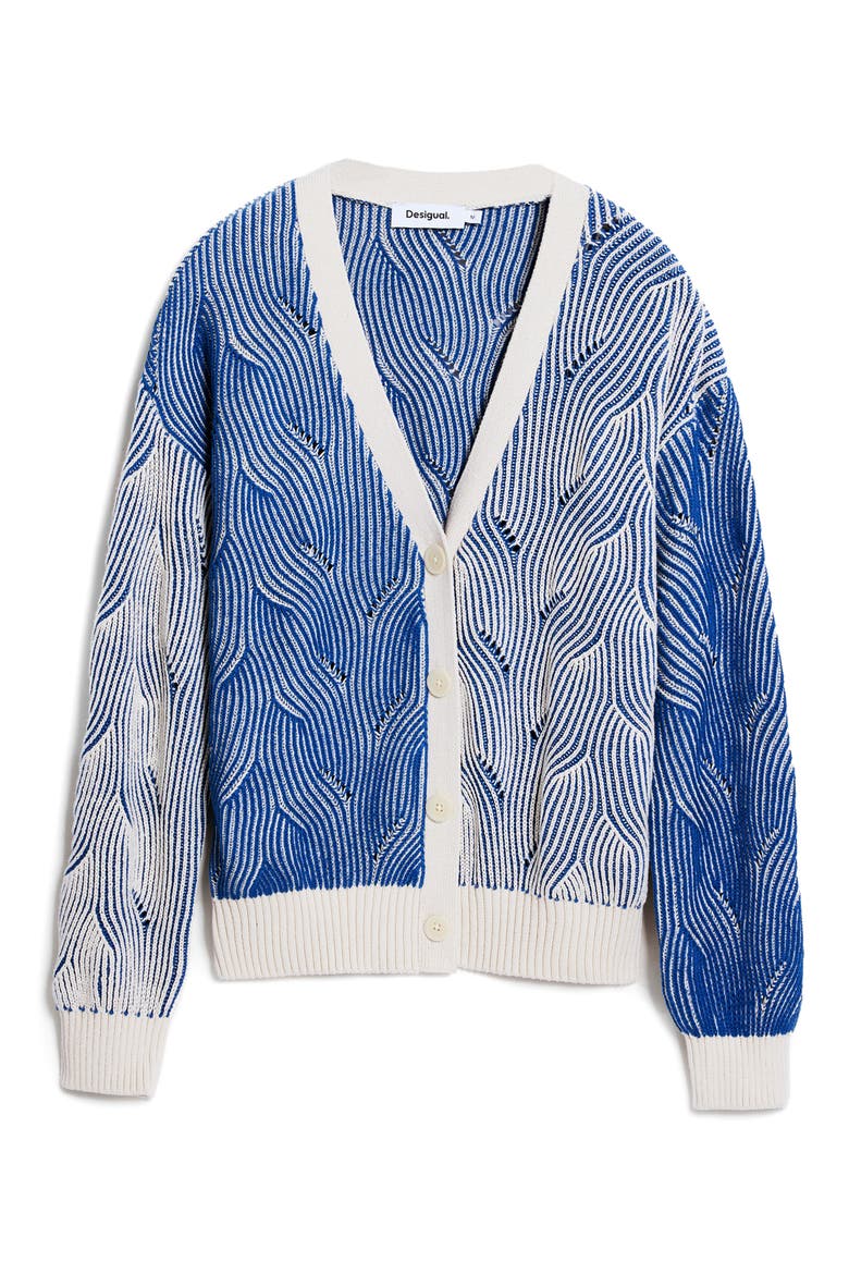 Mixed Stripe Cardigan, Alternate, color, BLUE
