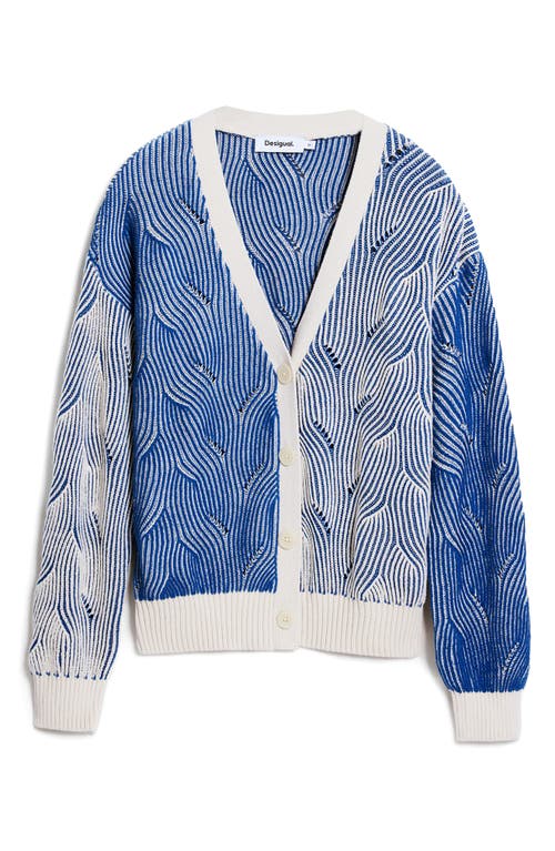 Desigual Mixed Stripe Cardigan In Blue