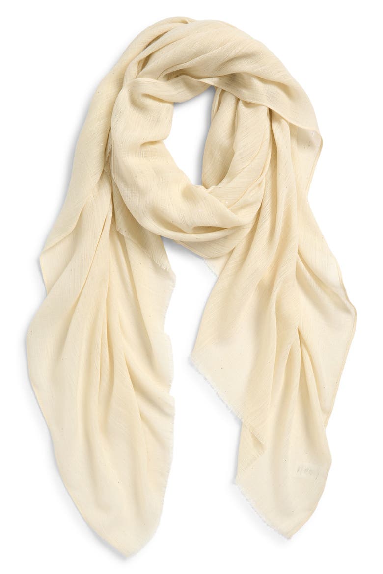 Lighweight Sequin Fringe Scarf, Alternate, color, IVORY