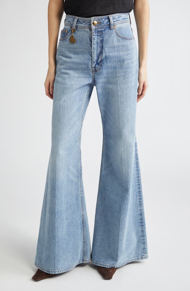 Zimmermann High Waist Flare Jeans, Main, color, Dawn Blue