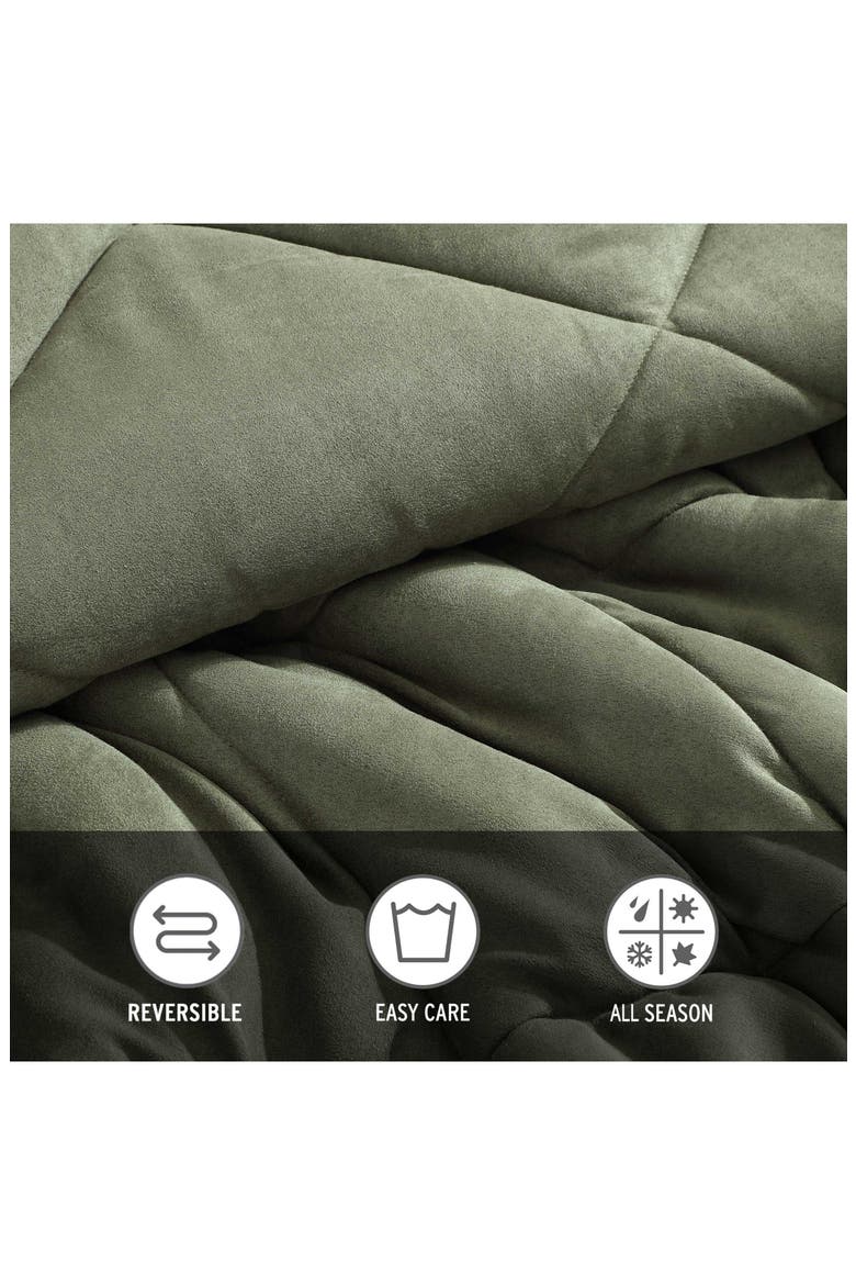 Big Lake Plaid Reversible Faux Shearling Comforter Set, Alternate, color, GREEN