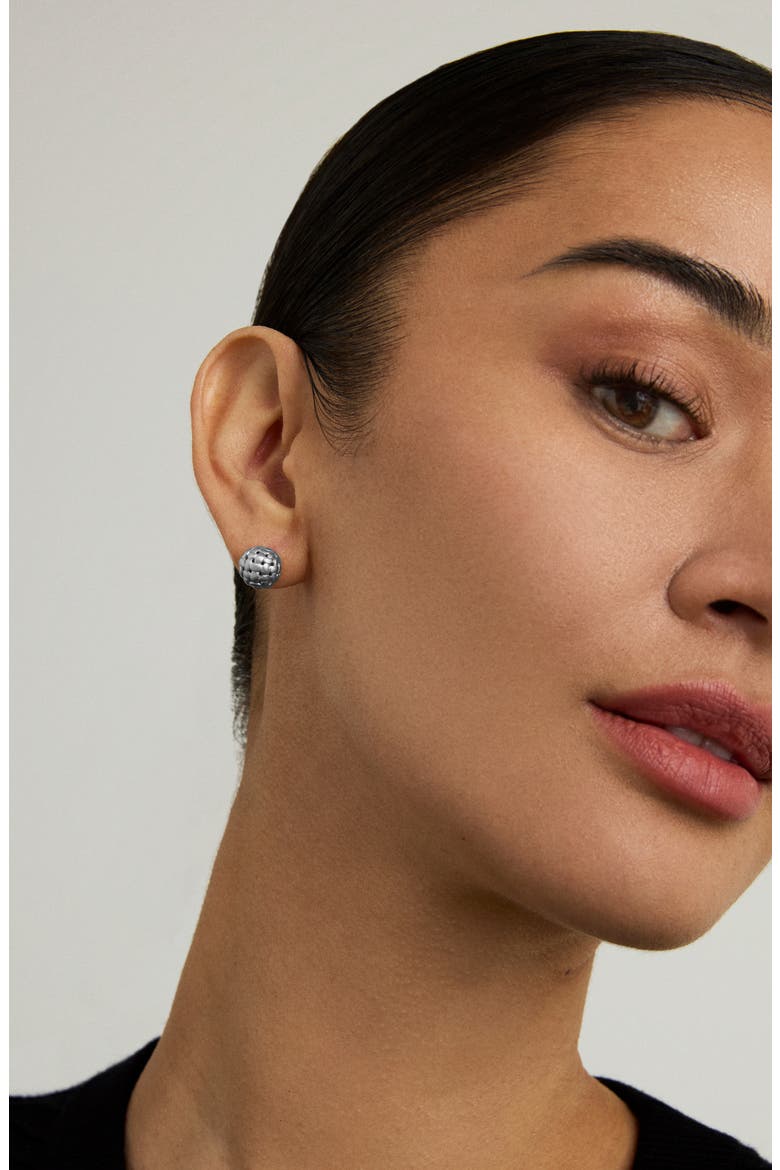 Weave Ball Stud Earrings, Alternate, color, SILVER