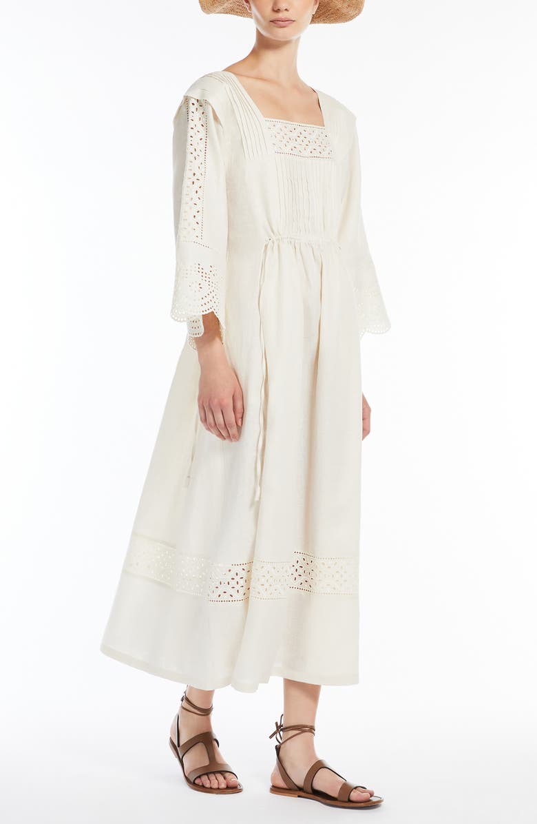 Weekend Max Mara Luglio Eyelet Long Sleeve Maxi Dress, Alternate, color, Ecru