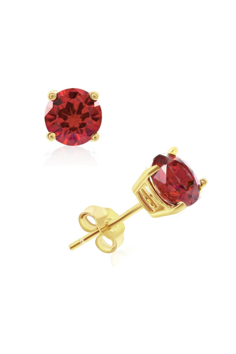 Sterling Silver Gold Plated Ruby Studs, Main, color, Ruby