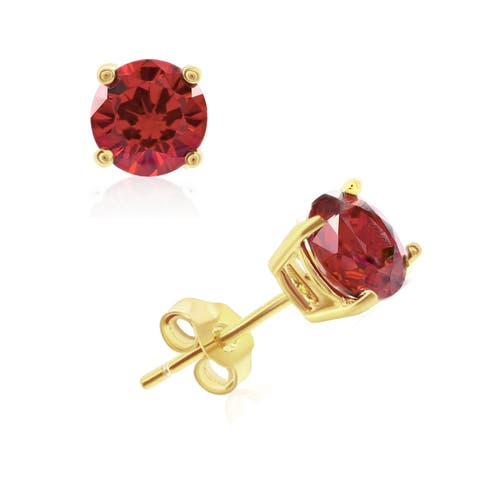 Sterling Silver Gold Plated Ruby Studs