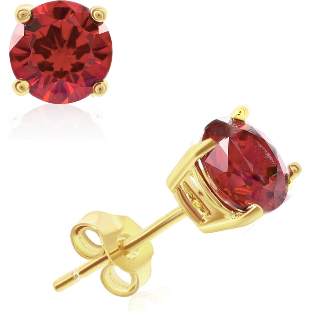 Donatello Gian Sterling Silver Gold Plated Ruby Studs In Ruby