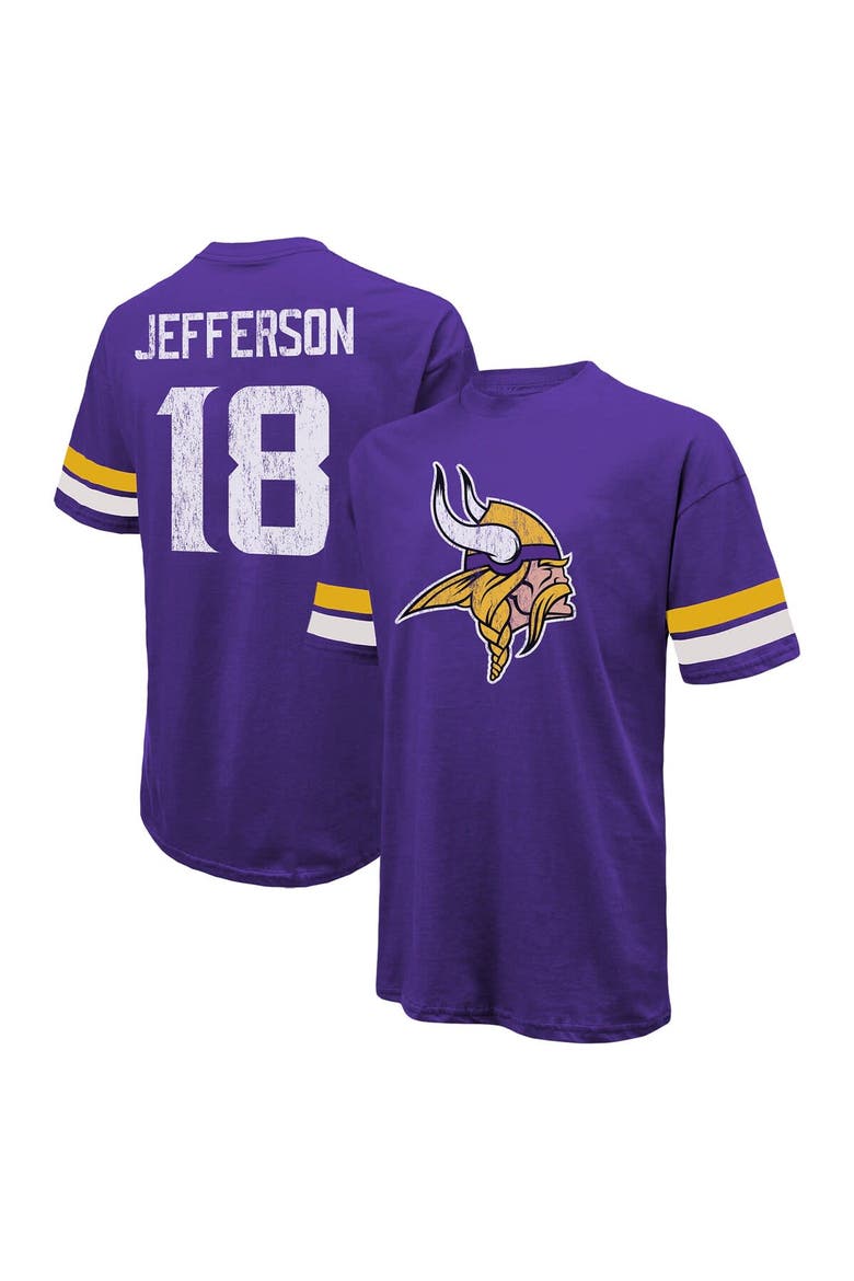 Men's Majestic Threads Justin Jefferson Purple Minnesota Vikings Name & Number Oversize Fit T-Shirt, Main, color, Purple