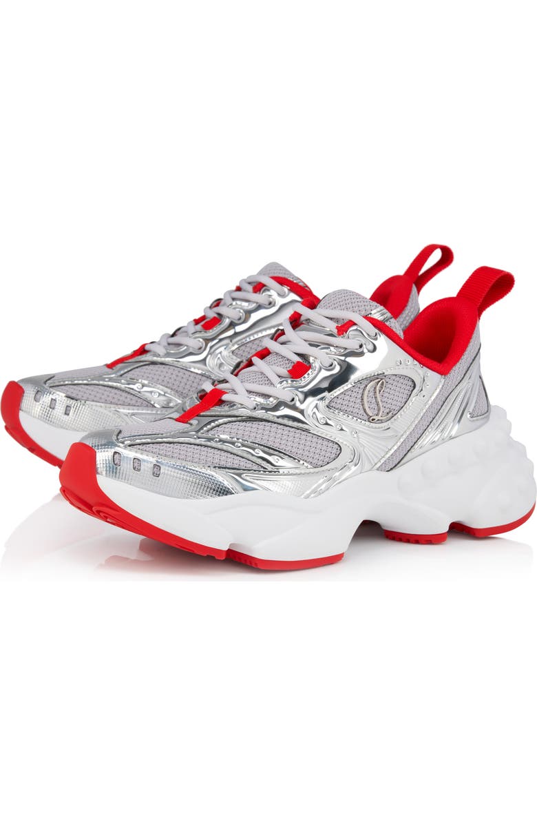 Christian Louboutin So Flo Sneaker, Main, color, Silver