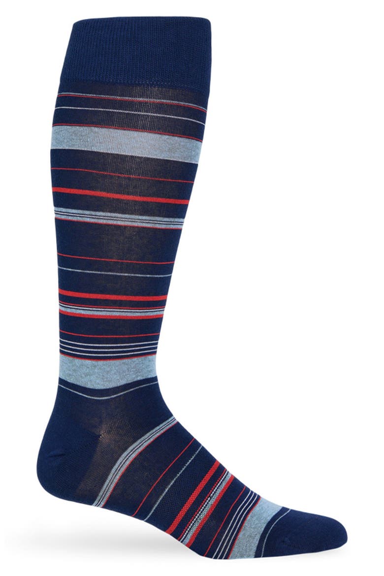 Striped Dress Socks, Main, color, NAVY MULTI