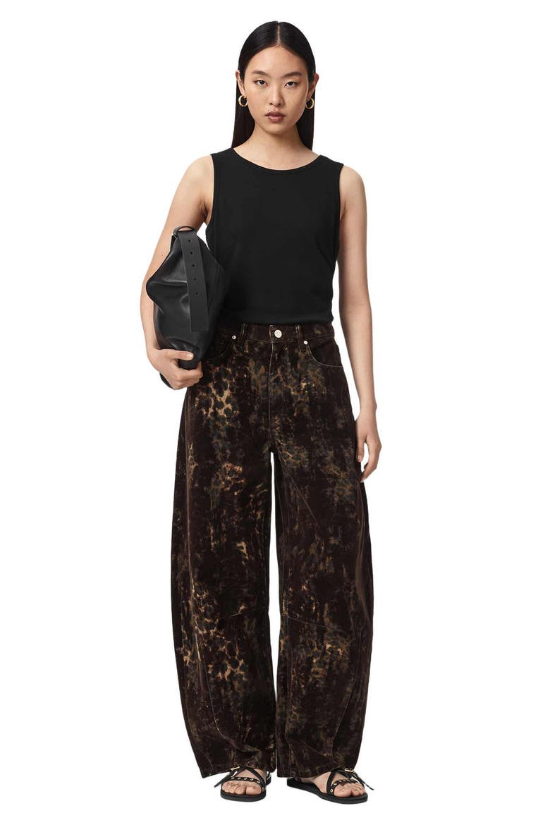 Jett Flock Leopard Print Wide Leg Jeans, Alternate, color, LEPPO BROWN