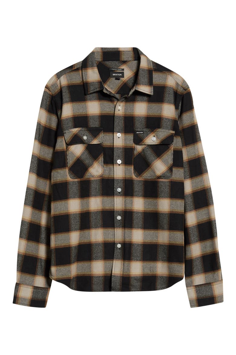 Bowery Plaid Flannel Shirt, Main, color, BLACK/ CREAM