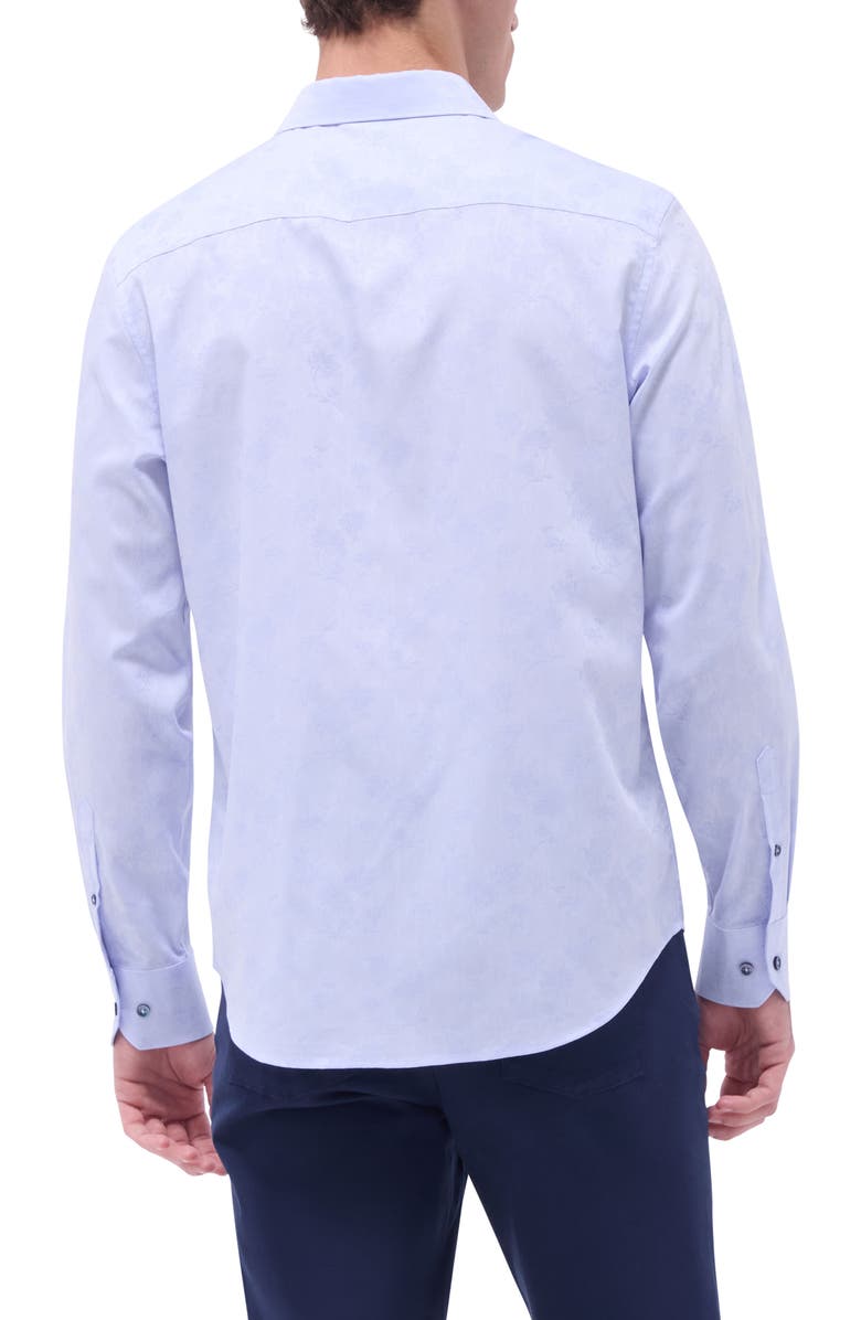 Bugatchi Axel Floral Jacquard Shaped Fit Button-Up Shirt, Alternate, color, Sky