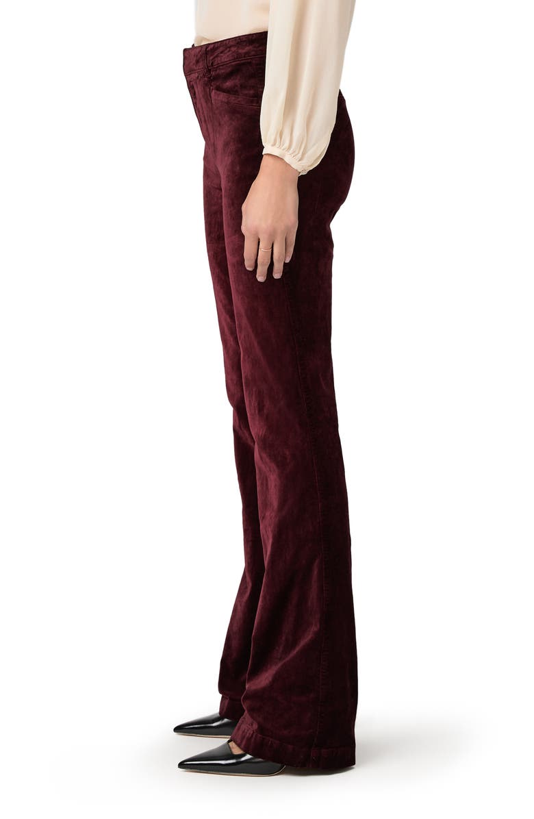 PAIGE Laurel Canyon High Waist Bootcut Velvet Pants, Alternate, color, Dark Oxblood