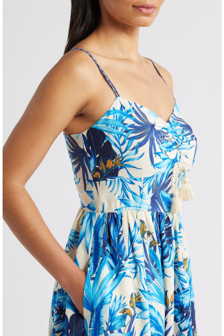 Ruched Front Midi Sundress, Alternate, color, BLU IVORY