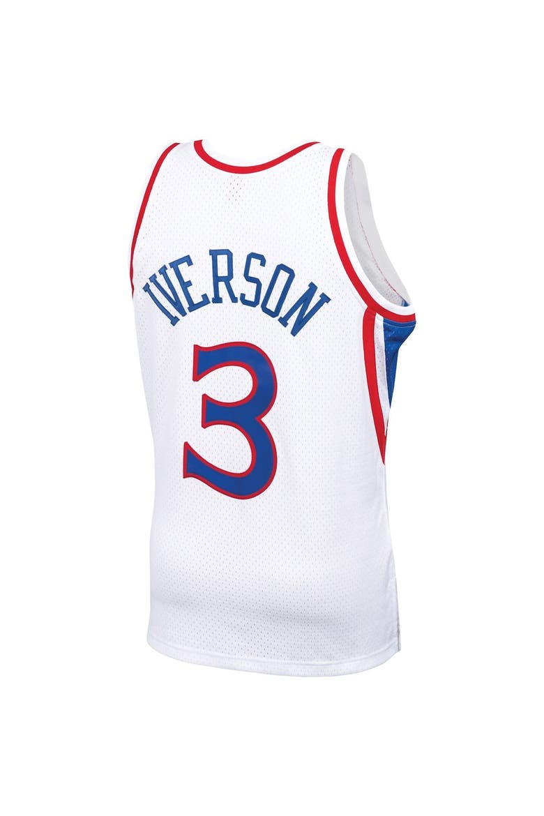 Men's Mitchell & Ness Allen Iverson White Philadelphia 76ers Big & Tall Hardwood Classics 1996/97 Swingman Jersey, Alternate, color, White