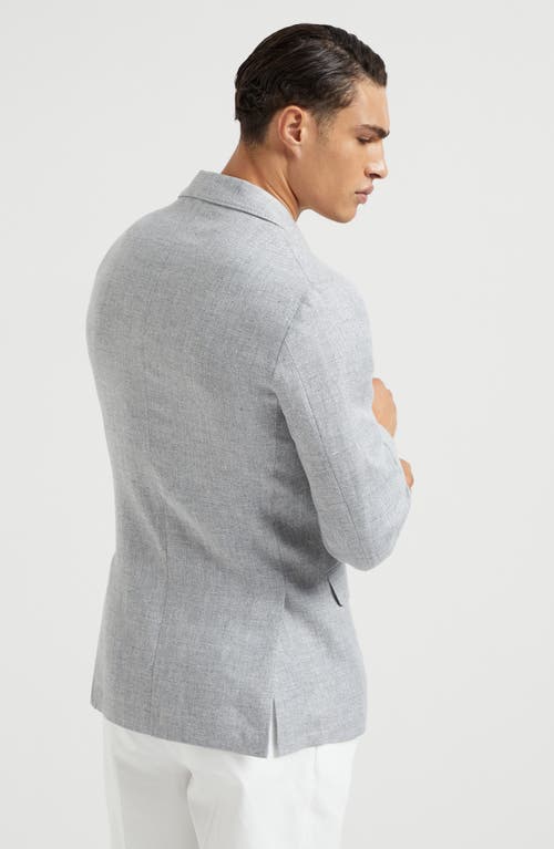 Brunello Cucinelli Grey Melange Wool And Silk Blend Blazer In Grey