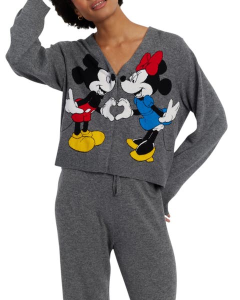 Wool-Cashmere Mickey & Minnie Cardigan