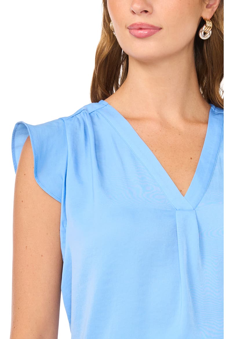 Ruffle Sleeve Satin Top, Alternate, color, CHAMBRAY BLUE