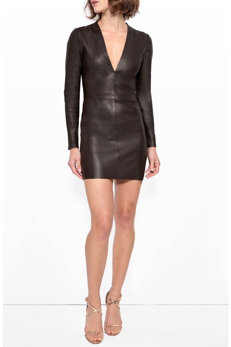 Demeter Stretch Leather Dress, Main, color, Espresso
