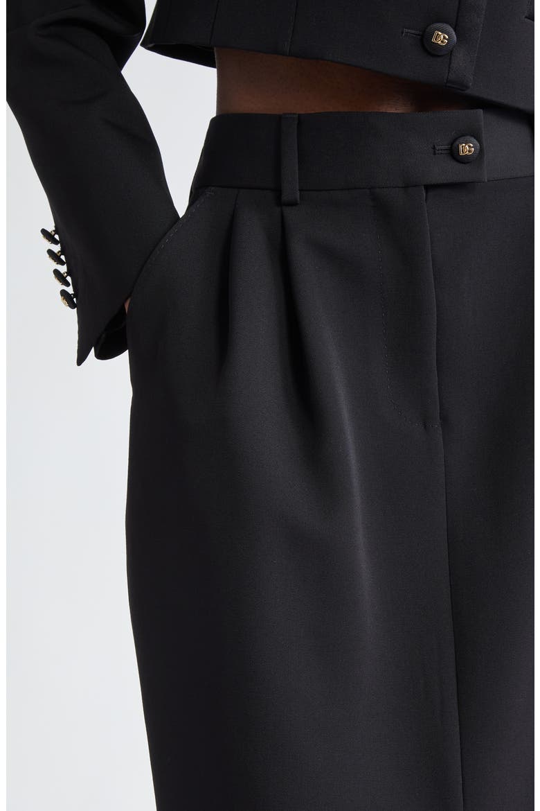 Pleated Virgin Wool Pencil Skirt, Alternate, color, N0000 NERO