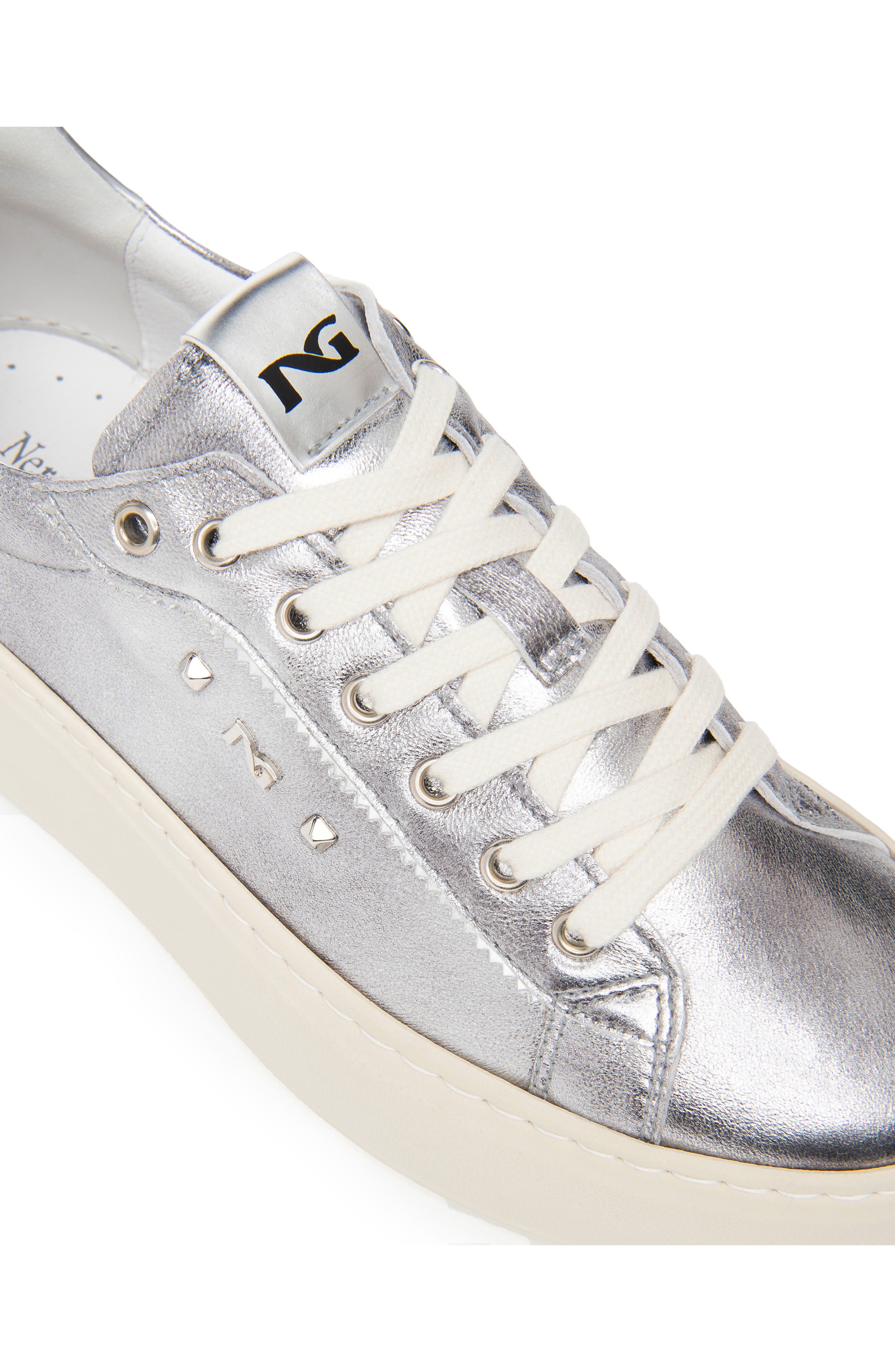 NeroGiardini Metallic Platform Sneaker, Alternate, color, Silver
