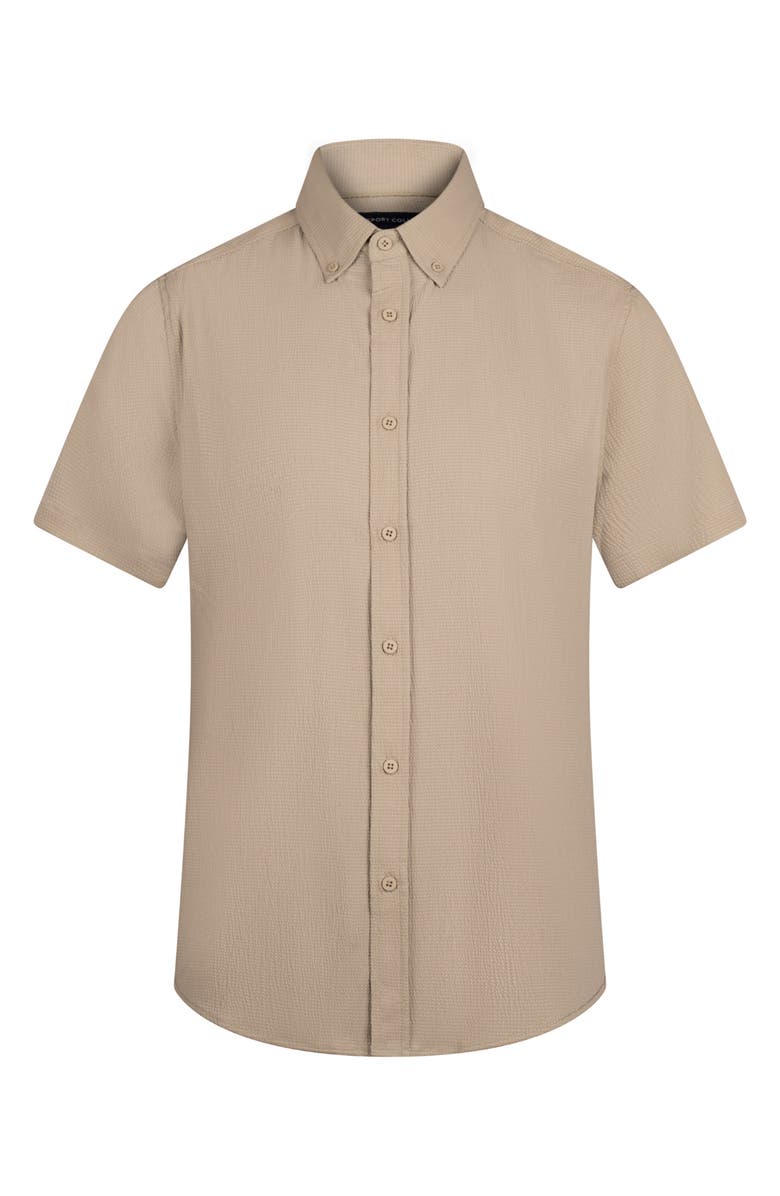 Report Collection Solid Short Sleeve Seersucker Button-Down Shirt, Alternate, color, Twill