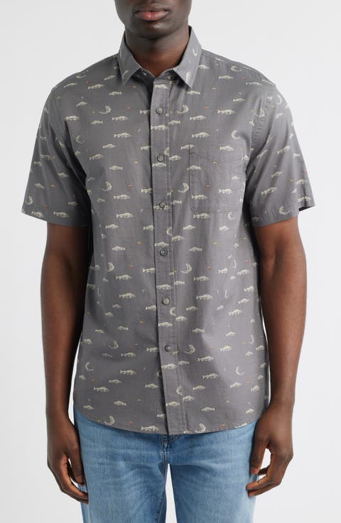 Shoreline Short Sleeve Cotton Button-Up Shirt